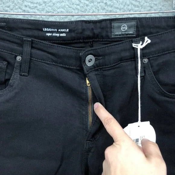 AG Adriano Goldschmied Legging Ankle Super Skinny Jeans Womens 32 14 Black New - Picture 5 of 16